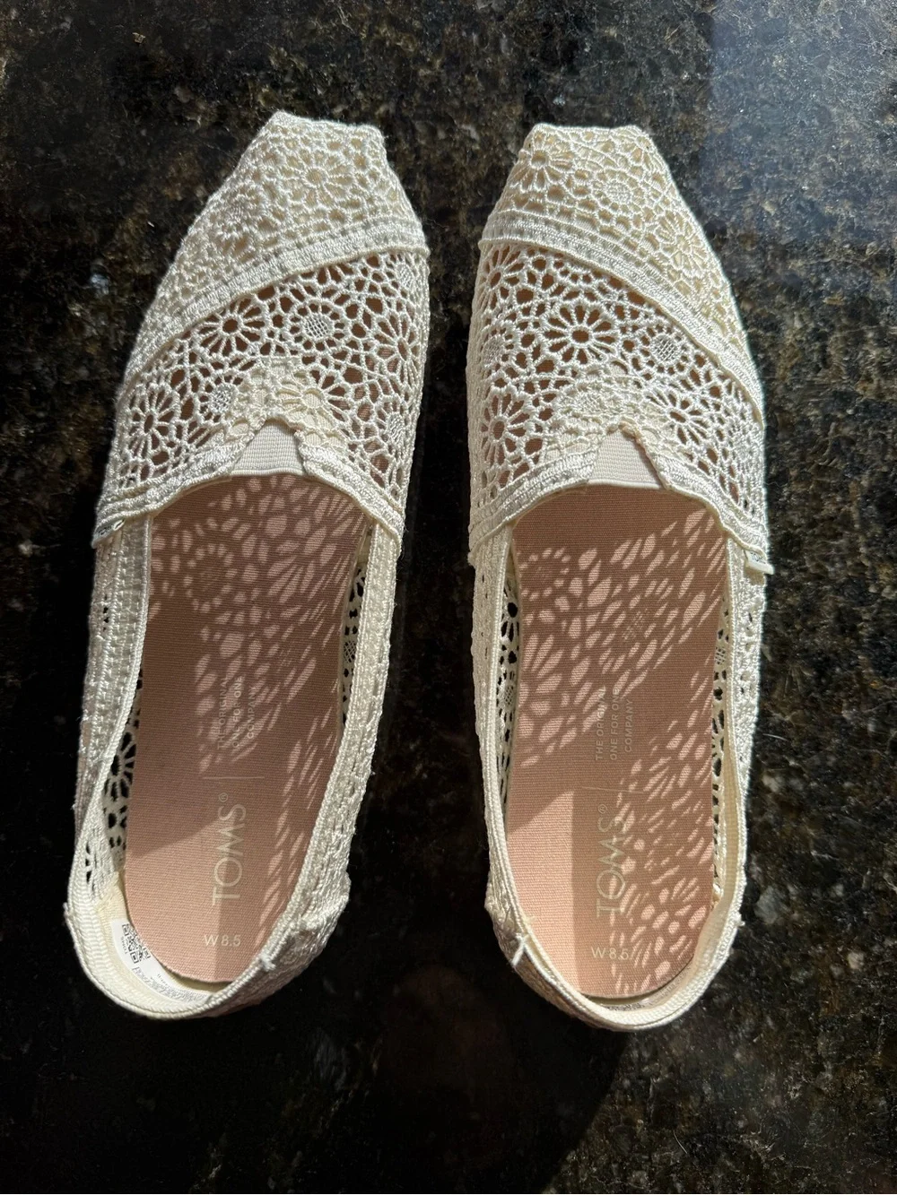 TOMS Women's Alpargata Moroccan Crochet Slip-Ons in Natural/Cream